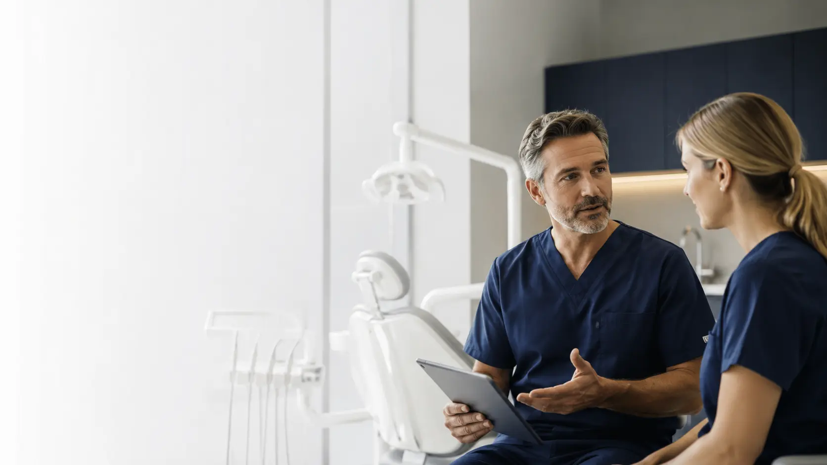 Dental business owner at work