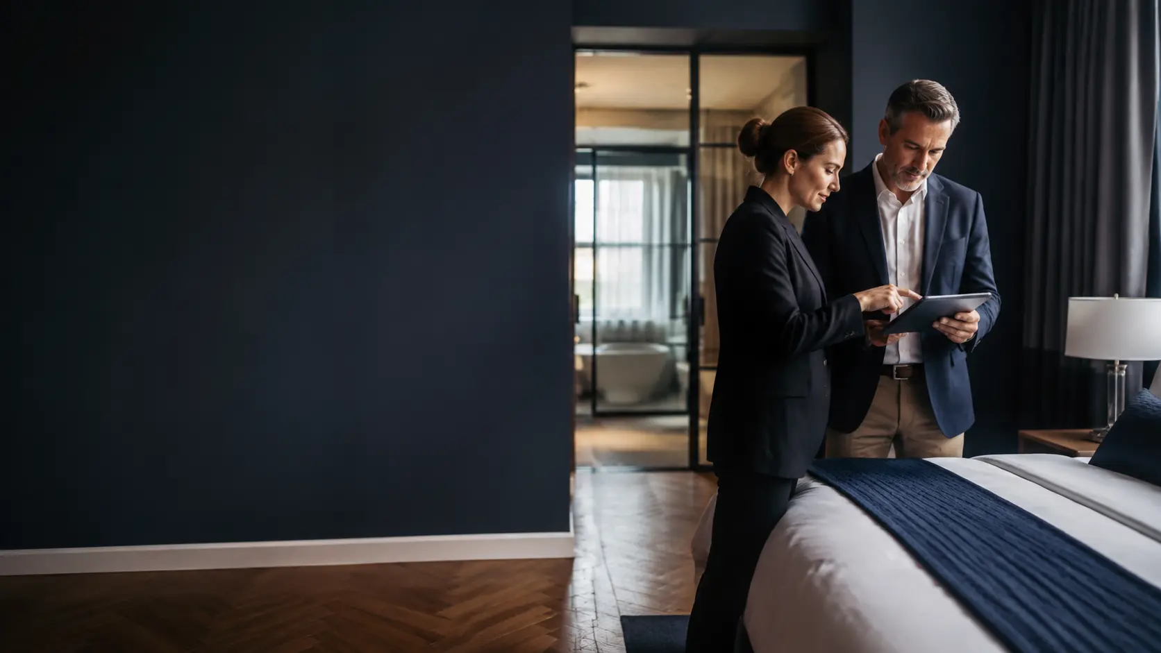 Hospitality business owner at work